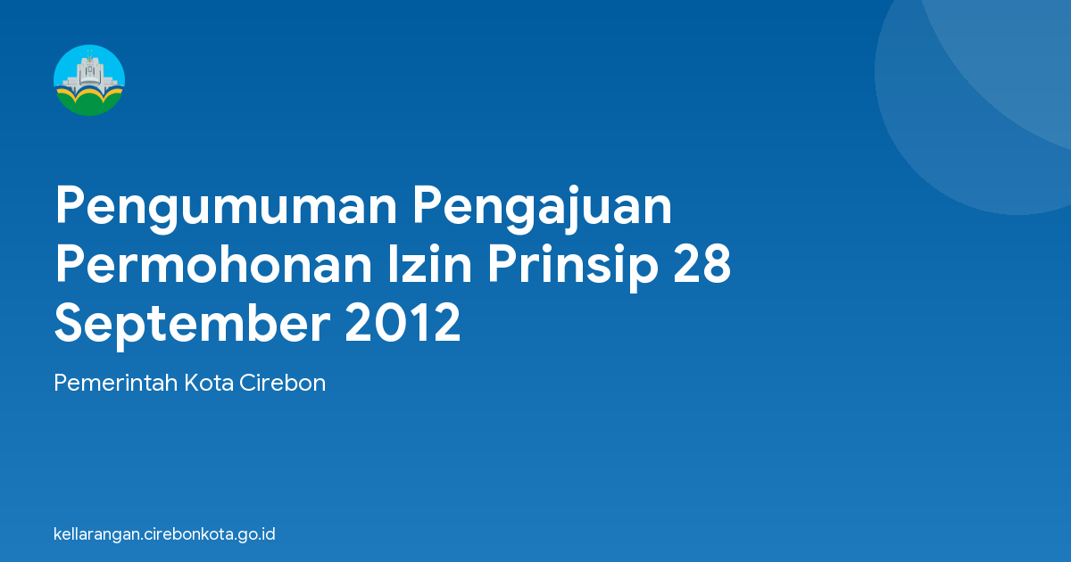 Pengumuman Pengajuan Permohonan Izin Prinsip 28 September 2012