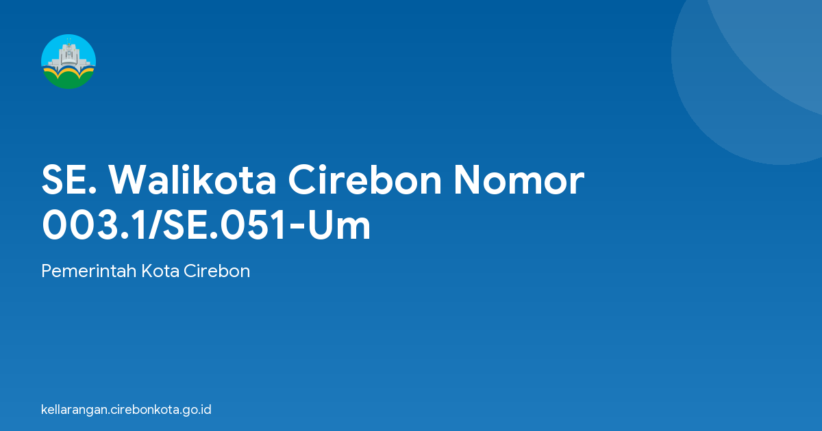SE. Walikota Cirebon Nomor 003.1/SE.051-Um